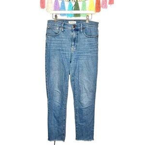 Madewell High Rise Light Wash The Perfect Vintage Jean Frayed Hem Size 29 Tall